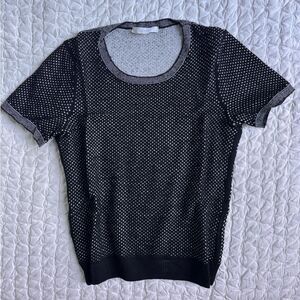 BOSS Hugo Boss Black & White Dotted Short Sleeve Knit Tee